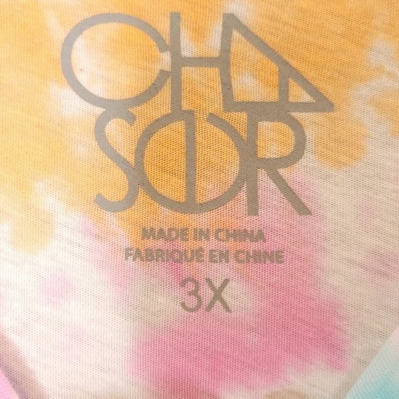 Cha Sor Womens‎ New York T-Shirt Multicolor Tie Dye Short Sleeve Scoop Plus 3X - Picture 7 of 9